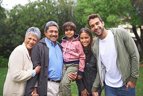 Photo of a family - setting doesn't matter, as long as it shows parents, children and  grandparents.