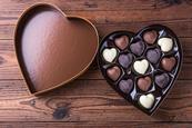 Box of Heart Shaped Chocolates. Valentines Candy