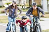 Family riding a bike